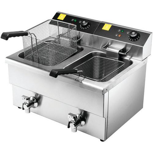Friteuse électrique à 2 cuves embouties - Matfer Friteuse électrique à 2 cuves embouties - Matfer