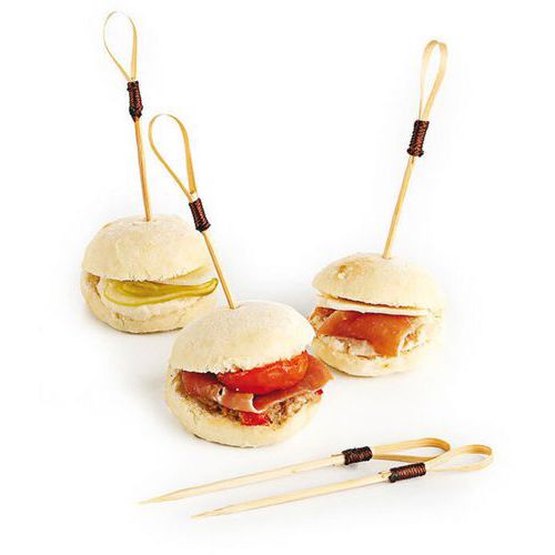Cocktailprikker van bamboe met lus - Doos van 200 - Matfer Flo Cocktailprikker van bamboe met lus - Doos van 200 - Matfer Flo
