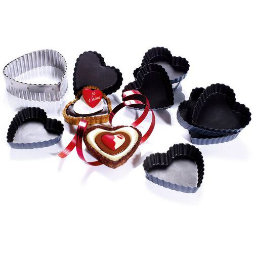 Moule tartelette cannelé en coeur Exopan - Lot de 12 - Matfer Moule tartelette cannelé en coeur Exopan - Lot de 12 - Matfer
