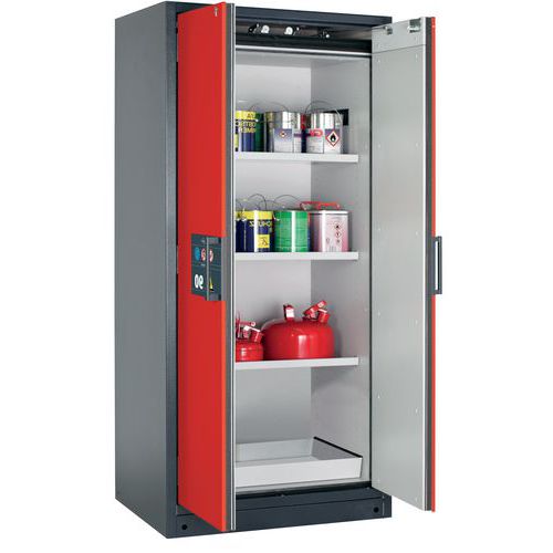 Veiligheidskast Q-CLASSIC-90 Q90.195.090 grijs/rood_Asecos, Totale hoogte: 1953 mm, Totale breedte: 893 mm