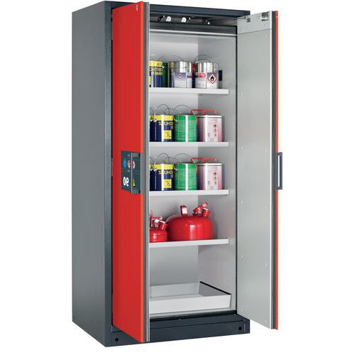Veiligheidskast Q-CLASSIC-90 Q90.195.090 grijs/rood_Asecos, Totale hoogte: 1953 mm, Totale breedte: 893 mm