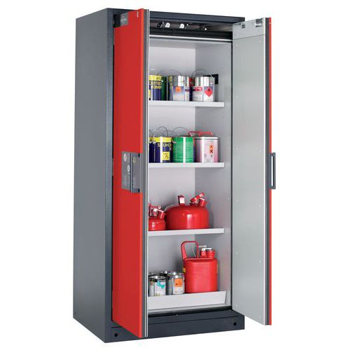 Veiligheidskast Q-CLASSIC-90 Q90.195.090 grijs/rood_Asecos, Totale hoogte: 1947 mm, Totale breedte: 1164 mm