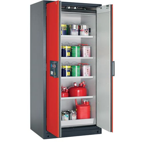 Veiligheidskast Q-CLASSIC-90 Q90.195.090 grijs/rood_Asecos, Totale hoogte: 1947 mm, Totale breedte: 1164 mm