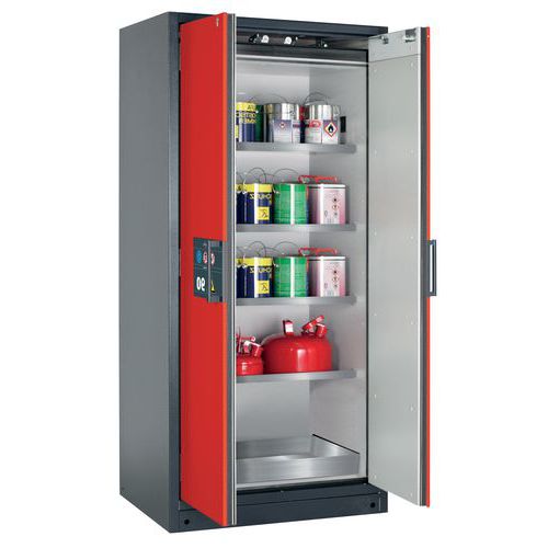 Veiligheidskast Q-CLASSIC-90 Q90.195.090 grijs/rood_Asecos, Totale hoogte: 1953 mm, Totale breedte: 893 mm