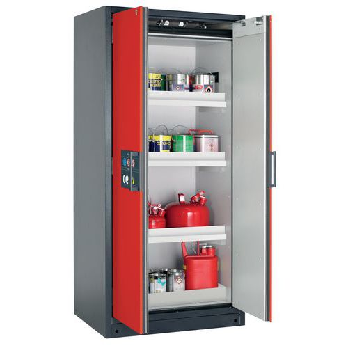 Veiligheidskast Q-CLASSIC-90 Q90.195.090 grijs/rood_Asecos, Totale hoogte: 1953 mm, Totale breedte: 893 mm