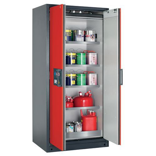 Veiligheidskast Q-CLASSIC-90 Q90.195.090 grijs/rood_Asecos, Totale hoogte: 1947 mm, Totale breedte: 1164 mm