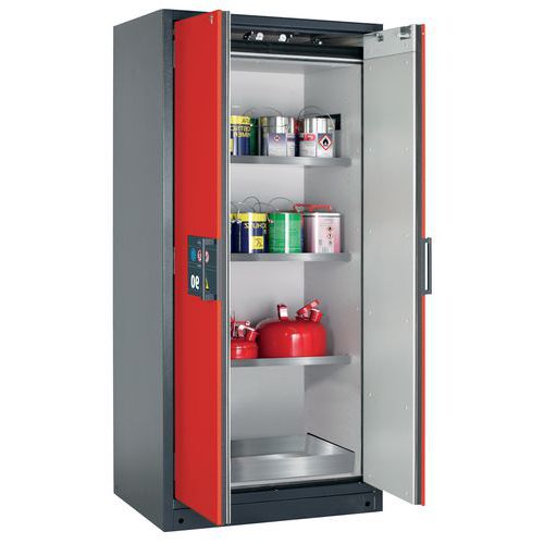 Veiligheidskast Q-CLASSIC-90 Q90.195.090 grijs/rood_Asecos, Totale hoogte: 1953 mm, Totale breedte: 893 mm
