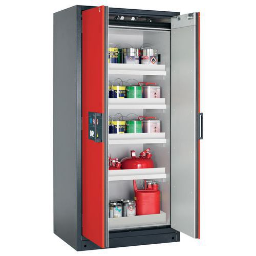 Veiligheidskast Q-CLASSIC-90 Q90.195.090 grijs/rood_Asecos, Totale hoogte: 1953 mm, Totale breedte: 893 mm