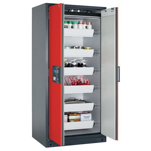 Veiligheidskast Q-CLASSIC-90 Q90.195.090 grijs/rood_Asecos, Totale hoogte: 1953 mm, Totale breedte: 893 mm