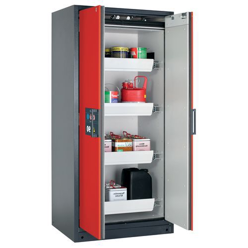 Veiligheidskast Q-CLASSIC-90 Q90.195.090 grijs/rood_Asecos, Totale hoogte: 1953 mm, Totale breedte: 893 mm