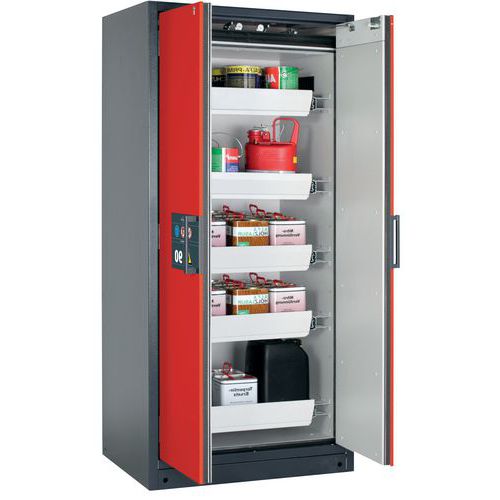 Veiligheidskast Q-CLASSIC-90 Q90.195.090 grijs/rood_Asecos, Totale hoogte: 1953 mm, Totale breedte: 893 mm