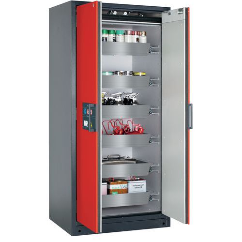 Veiligheidskast Q-CLASSIC-90 Q90.195.090 grijs/rood_Asecos, Totale hoogte: 1953 mm, Totale breedte: 893 mm