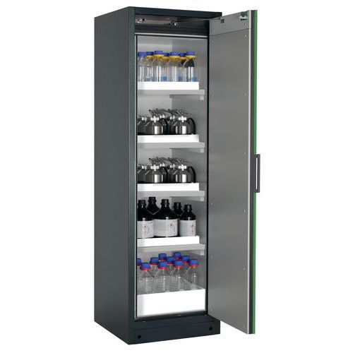 Veiligheidskast Q-CLASSIC-90 Q90.195.060 grijs/groen_Asecos, Totale hoogte: 1953 mm, Totale breedte: 599 mm