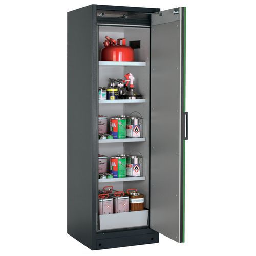 Veiligheidskast Q-CLASSIC-90 Q90.195.060 grijs/groen_Asecos, Totale hoogte: 1953 mm, Totale breedte: 599 mm