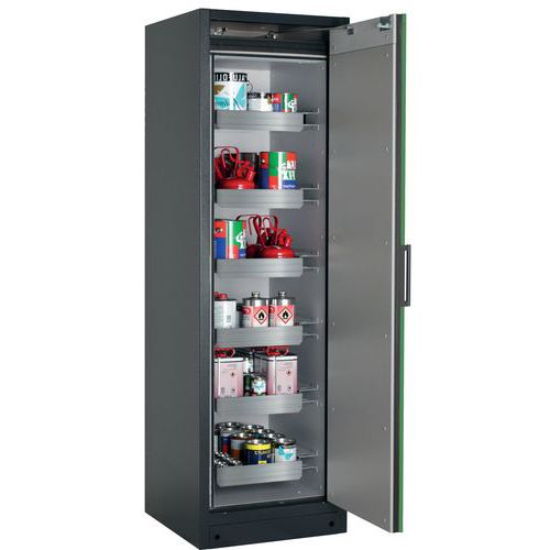 Veiligheidskast Q-CLASSIC-90 Q90.195.060 grijs/groen_Asecos, Totale hoogte: 1953 mm, Totale breedte: 599 mm