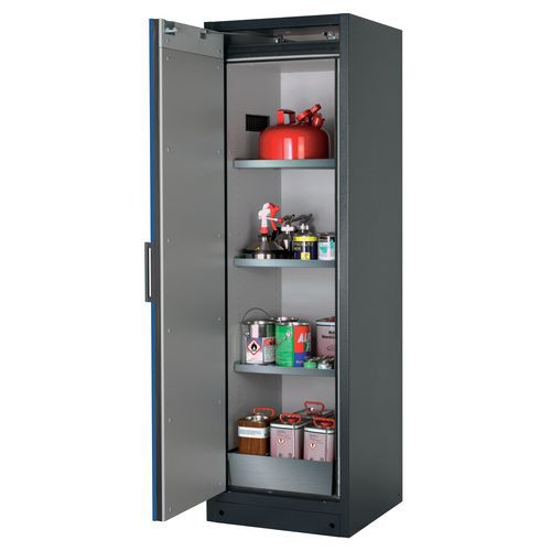 Veiligheidskast Q-CLASSIC-90 Q90.195.060 grijs/blauw_Asecos, Totale hoogte: 1953 mm, Totale breedte: 599 mm