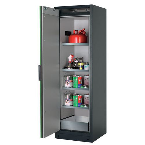 Veiligheidskast Q-CLASSIC-90 Q90.195.060 grijs/groen_Asecos, Totale hoogte: 1953 mm, Totale breedte: 599 mm