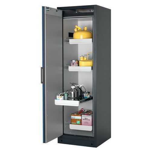 Veiligheidskast Q-CLASSIC-90 Q90.195.060 grijs/blauw_Asecos, Totale hoogte: 1953 mm, Totale breedte: 599 mm