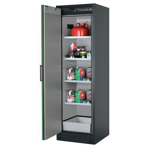 Veiligheidskast Q-CLASSIC-90 Q90.195.060 grijs/groen_Asecos, Totale hoogte: 1953 mm, Totale breedte: 599 mm