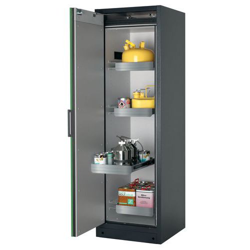 Veiligheidskast Q-CLASSIC-90 Q90.195.060 grijs/groen_Asecos, Totale hoogte: 1953 mm, Totale breedte: 599 mm