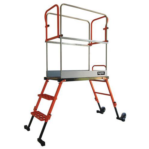 Werkplatform met reling verstelbaar en rollend Ninja - Mondelin Werkplatform met reling verstelbaar en rollend Ninja - Mondelin