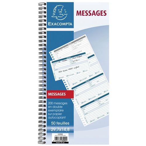 Carnet spiralé- Messages téléphones - 50 feuilles dupli autocopiantes Carnet spiralé- Messages téléphones - 50 feuilles dupli autocopiantes