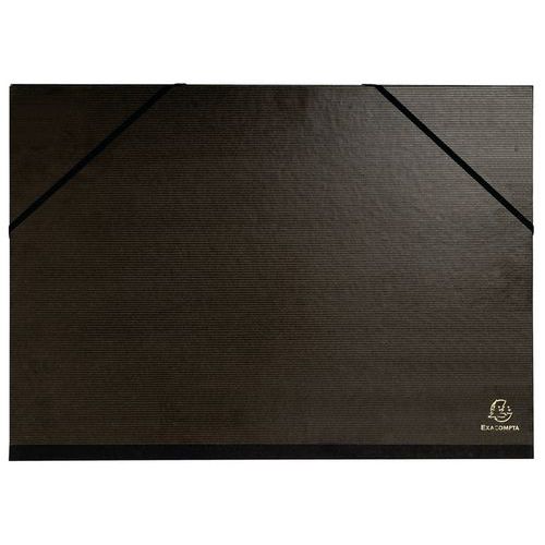 Carton à dessin kraft noir vernis avec élastiques et 3 rabats Carton à dessin kraft noir vernis avec élastiques et 3 rabats