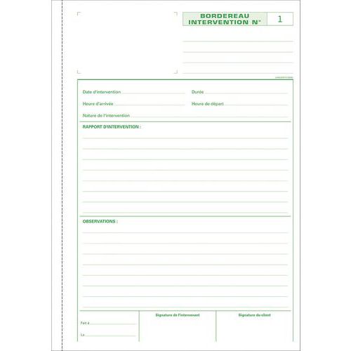 Elve Carnet Fiches d'intervention 50 tripli - Registre