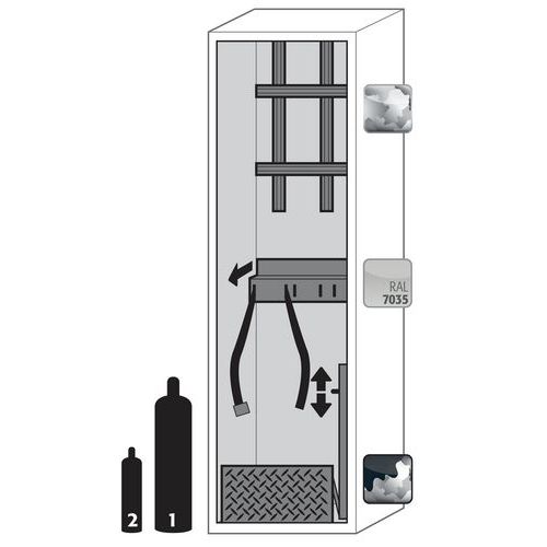 Gasflessenkast G-ULTIMATE-90 - 1x5L - Comfort - 598mm - Asecos