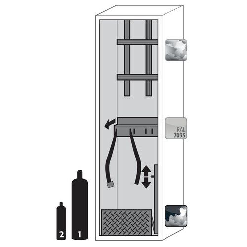 Gasflessenkast G-ULTIMATE-90 - 1x5L - Comfort - 598mm - Asecos