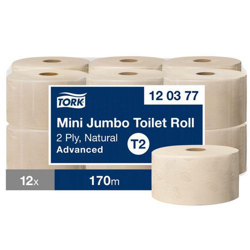 Toiletpapier - Mini Jumbo - Naturel - T2 Advanced Toiletpapier - Mini Jumbo - Naturel - T2 Advanced
