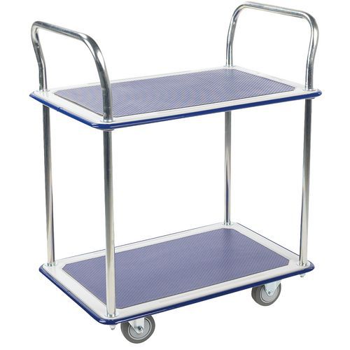 Plateauwagen van metaal - 2 plateaus - draagvermogen 200 kg - Manutan Expert Plateauwagen van metaal - 2 plateaus - draagvermogen 200 kg - Manutan Expert