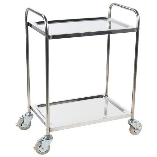 Rvs wagen - 2 legborden - draagvermogen 100 kg - Manutan Expert Rvs wagen - 2 legborden - draagvermogen 100 kg - Manutan Expert