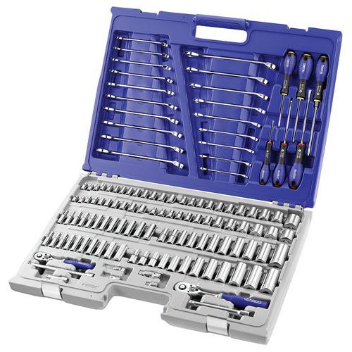 Koffer met diverse gereedschappen 1/4 + 3/8 doppen - 126 delig Expert Koffer met diverse gereedschappen 1/4 + 3/8 doppen - 126 delig Expert