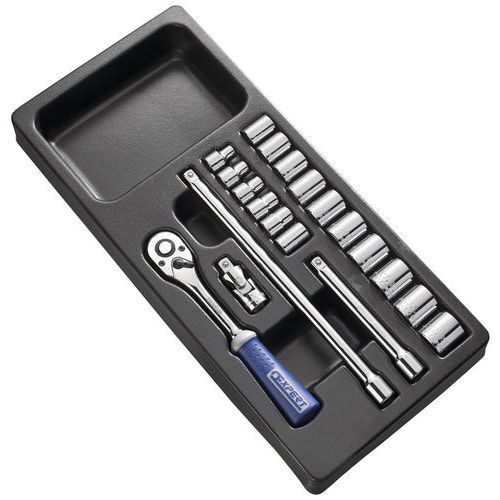 Module de douilles et accessoires 3/8 métriques - 20 pièces