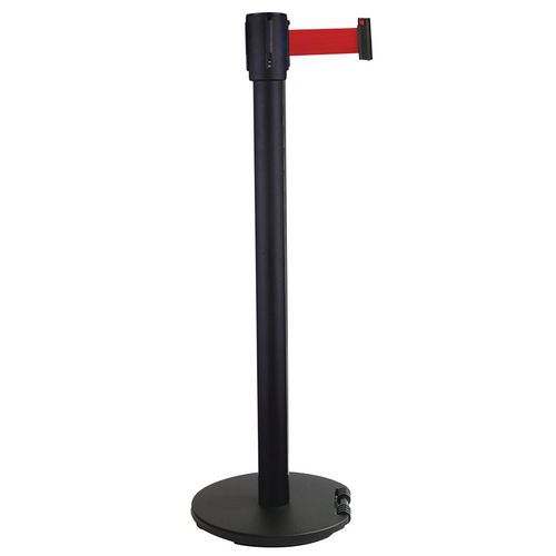 Poteau noir à sangle 5 m - Socle à roulettes - Manutan Expert