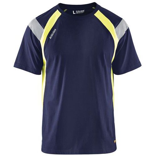 Blaklader T-shirt High Vis Uv 3332 - Ronde Hals - Marineblauw/fluogeel