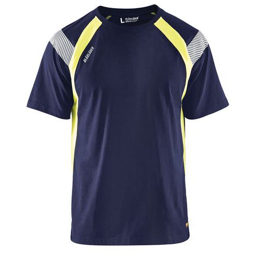 Blaklader T-shirt High Vis Uv 3332 - Ronde Hals - Marineblauw/fluogeel