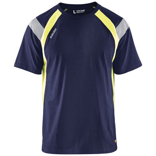 Blaklader T-shirt High Vis Uv 3332 - Ronde Hals - Marineblauw/fluogeel