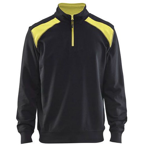 Blaklader Sweatshirt Bi-Colour High Vis Met Halve Rits 3353 - Zwart/fluogeel