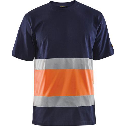 Blaklader T-shirt High Vis Lange Mouw Upf 40+ Uv V Hals 3387 Marineblauw/oranje