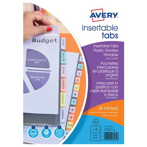 Pochettes Intercalaires A4+ - 180 microns - Avery Pochettes Intercalaires A4+ - 180 microns - Avery
