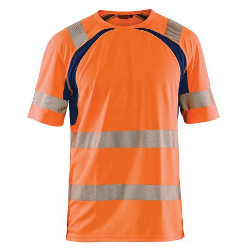 Blaklader T-Shirt High Vis Uv 3397 - Marineblauw/fluo Oranje
