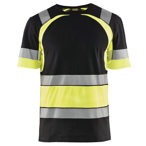 Blaklader T-shirt High Vis Uv Korte Mouw Ronde Hals 3421 - Marineblauw/fluo Geel