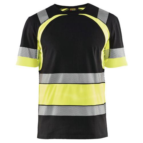 Blaklader T-shirt High Vis Uv Korte Mouw Ronde Hals 3421 - Marineblauw/fluo Geel