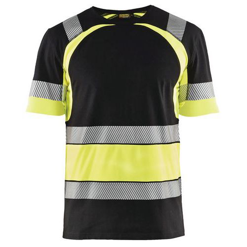 Blaklader T-shirt High Vis Uv Korte Mouw Ronde Hals 3421 - Marineblauw/fluo Geel