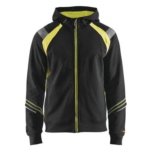Blaklader Sweatshirt Hooded Hele Rits Hight Vis 3433 - Zwart/fluo Geel