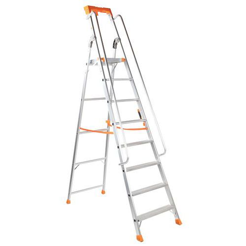 Professionele trap van aluminium met leuning - Manutan Expert