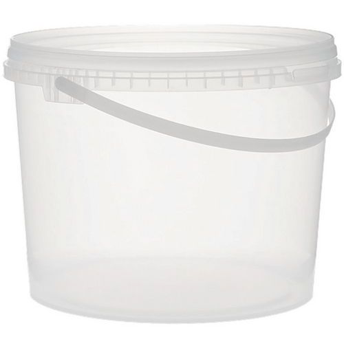 Seau en plastique rond poignée en plastique 10 litres transparent