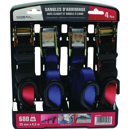 Spanband met ratel en nokgesp - set van 4 - Norail Spanband met ratel en nokgesp - set van 4 - Norail